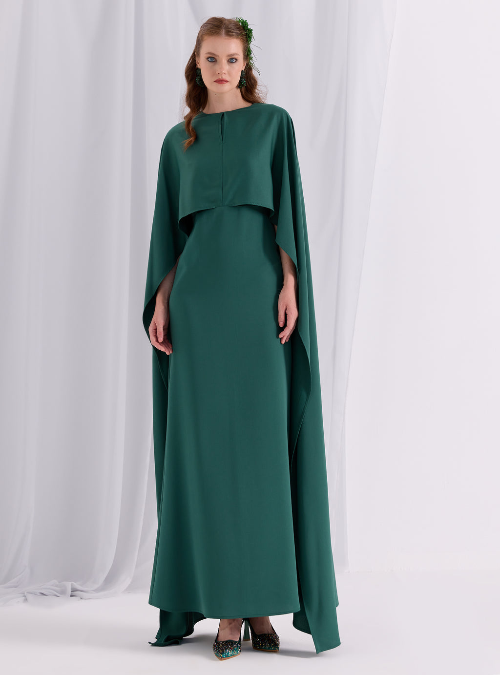 Emerald Evenin out Cape Dress - Store WF