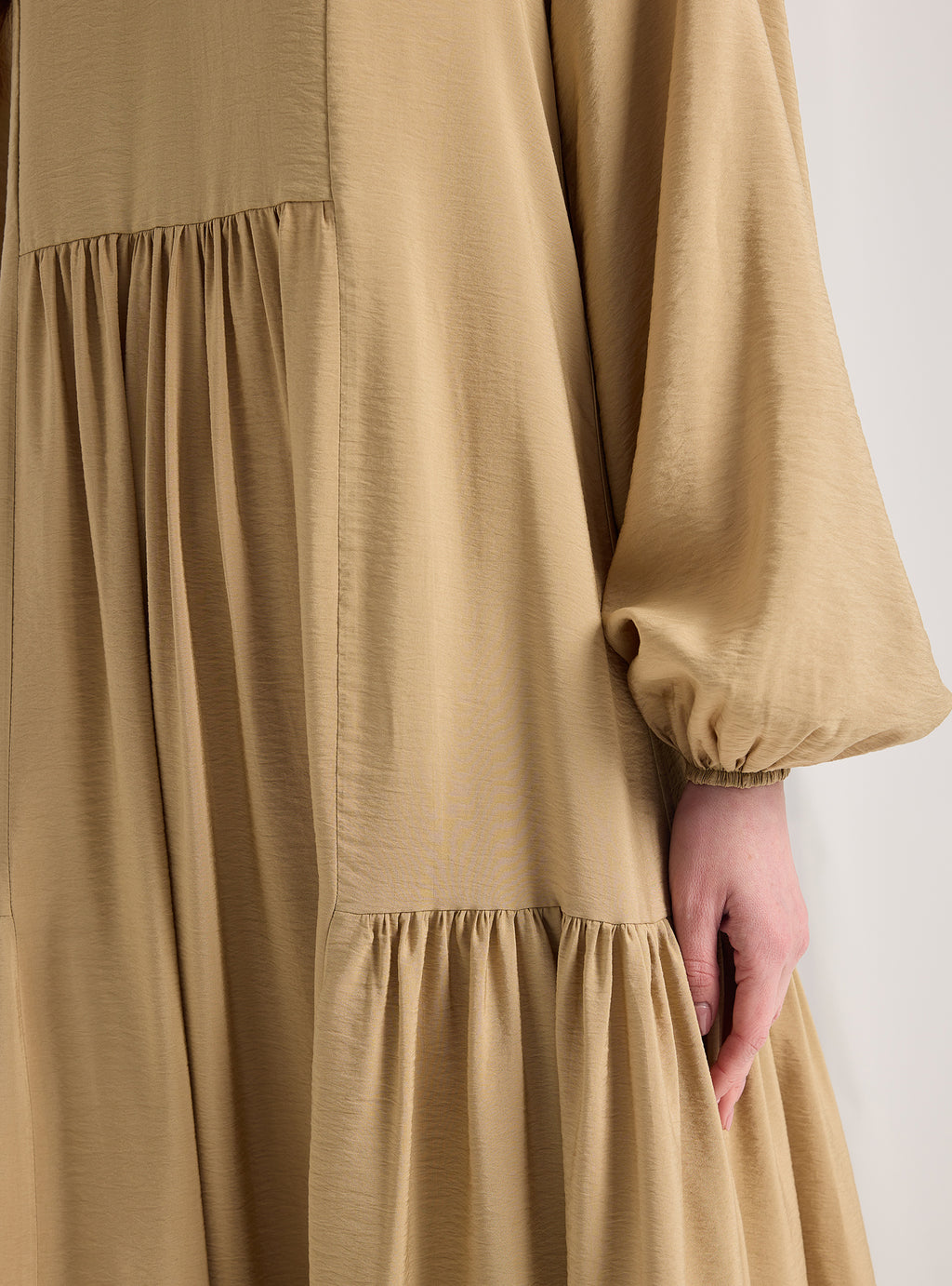 Beige Cotton V Neck Maxi Dress - Store WF