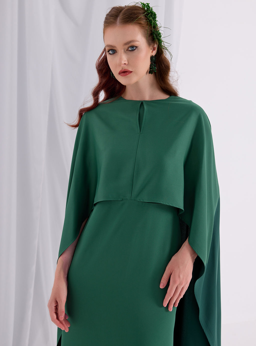 Emerald Evenin out Cape Dress - Store WF
