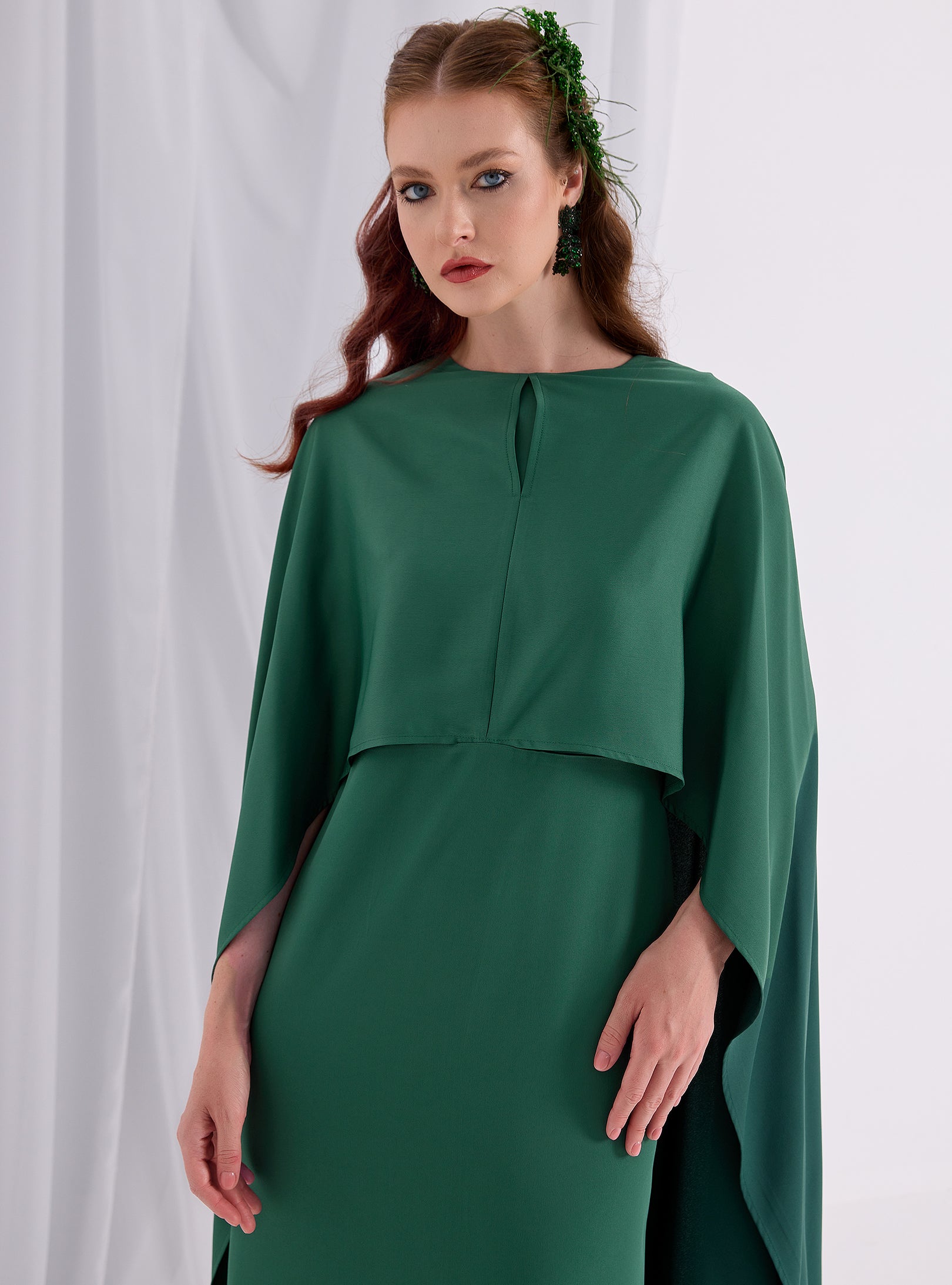 Emerald Evenin out Cape Dress - Store WF