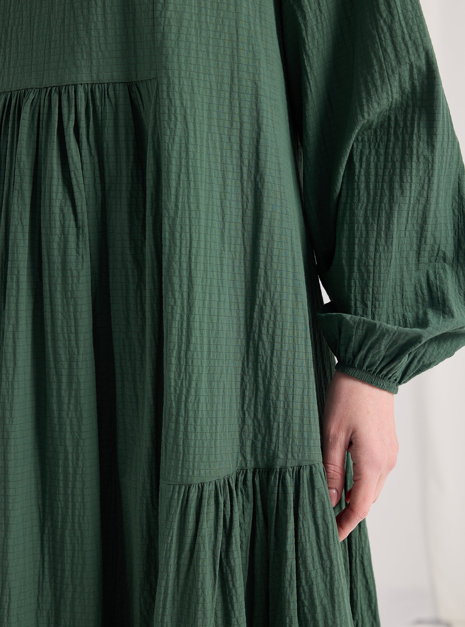 Green Cotton V Neck Maxi Dress - Store WF