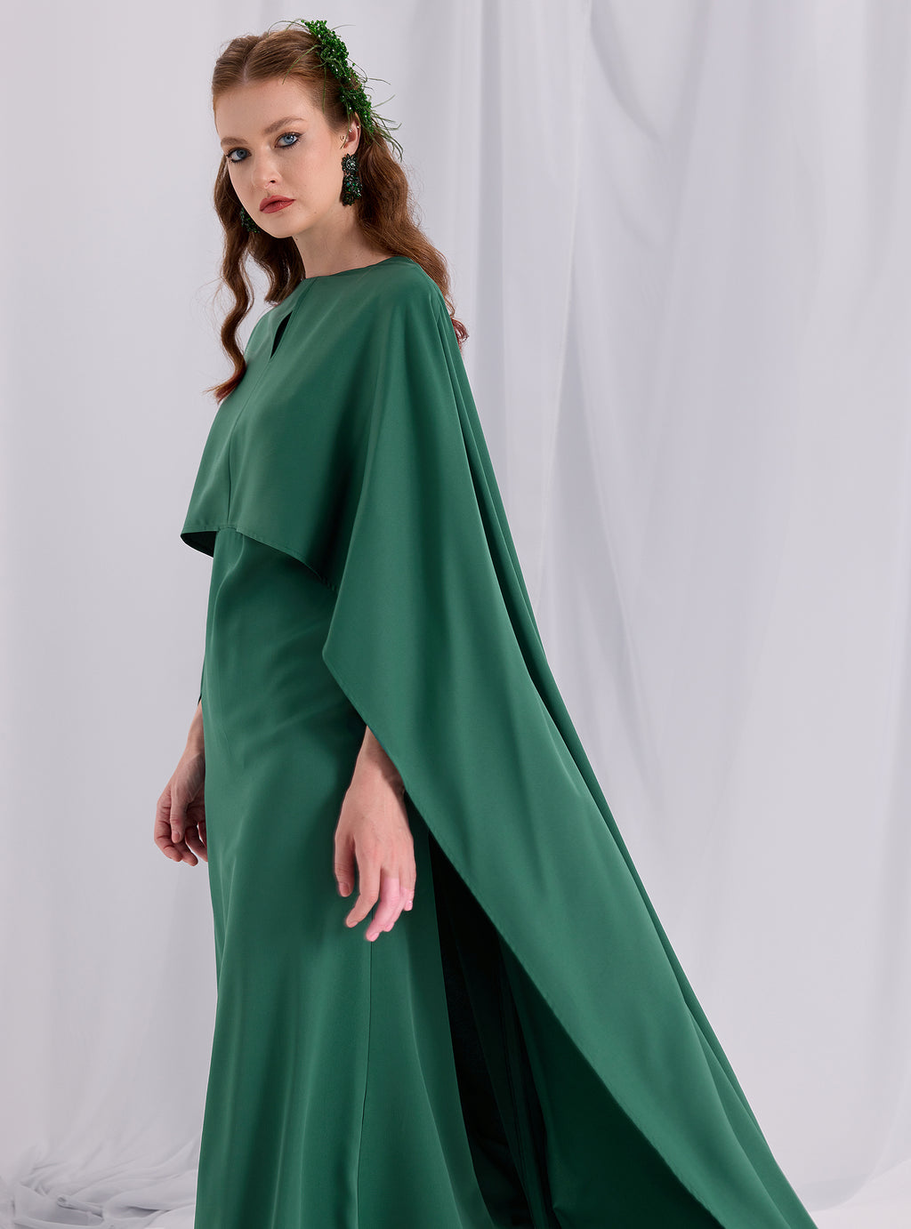 Emerald Evenin out Cape Dress - Store WF