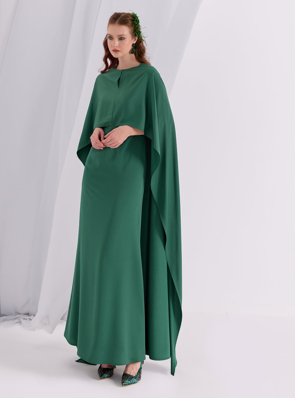 Emerald Evenin out Cape Dress - Store WF