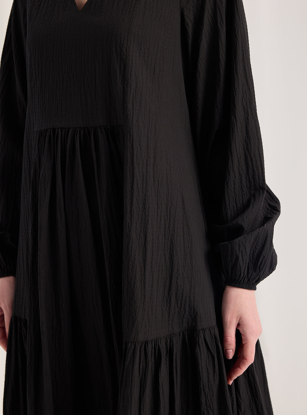 Black Cotton V Neck Maxi Dress - Store WF