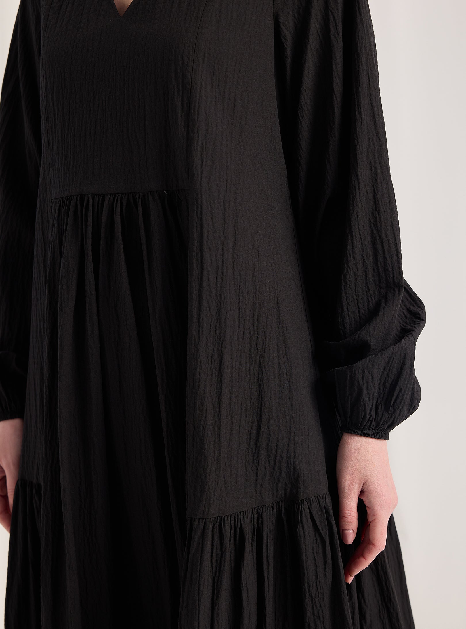 Black Cotton V Neck Maxi Dress - Store WF