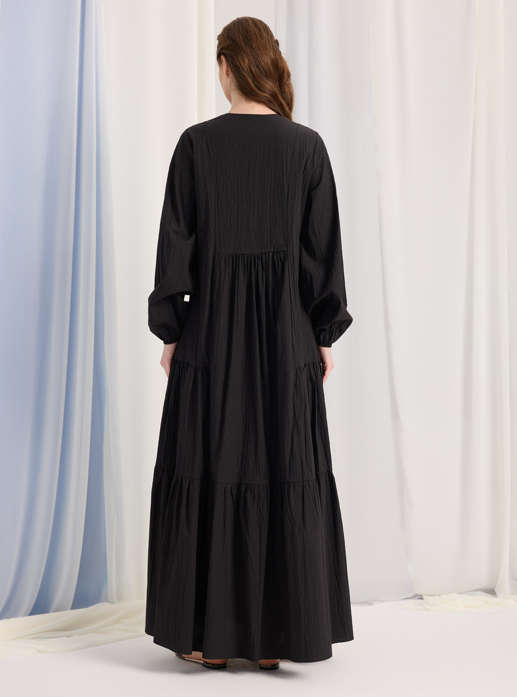 Black Cotton V Neck Maxi Dress - Store WF