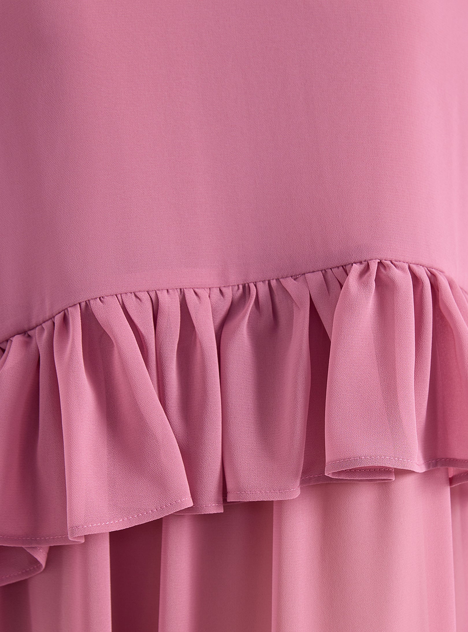 Rose Pink Ruffled Maxi Cape Dress - Store WF