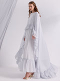 Ice Blue Ruffled Maxi Cape Dress - Store WF