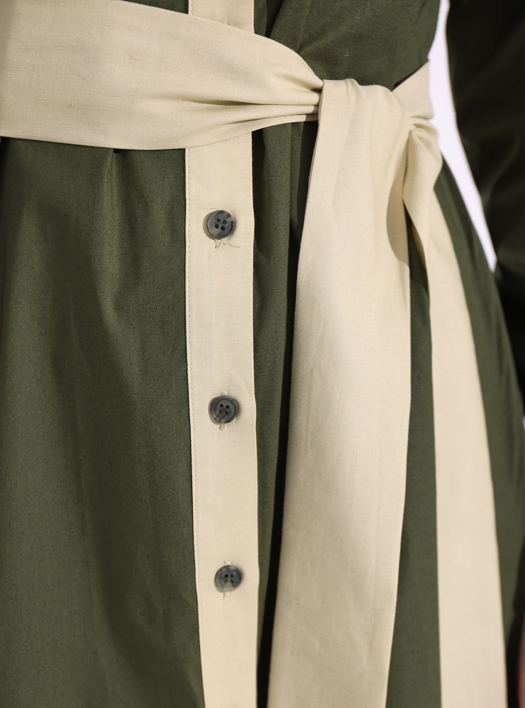 Khaki Green Mix Contrast Beige Maxi Dress - Store WF