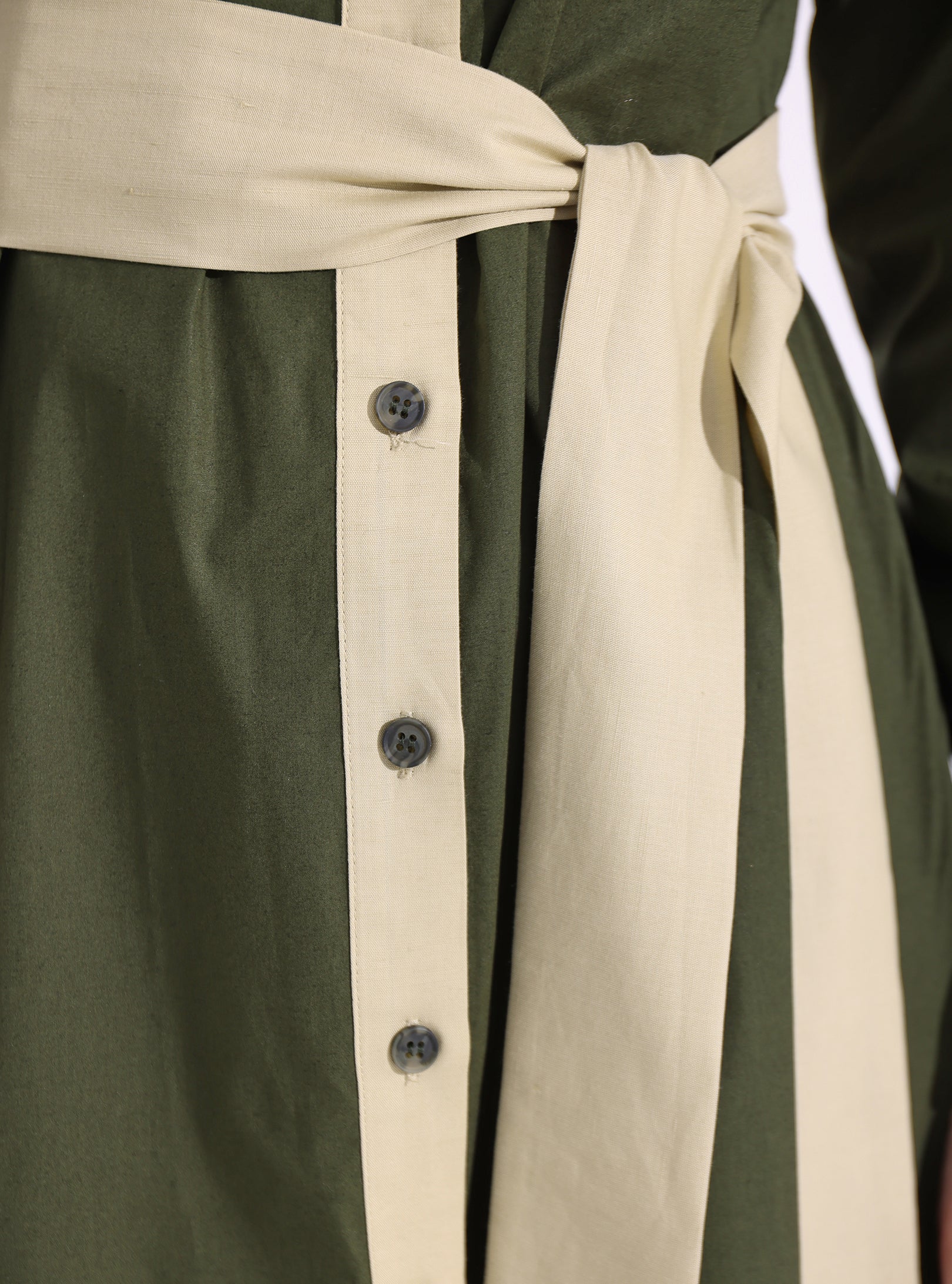 Khaki Green Mix Contrast Beige Maxi Dress - Store WF