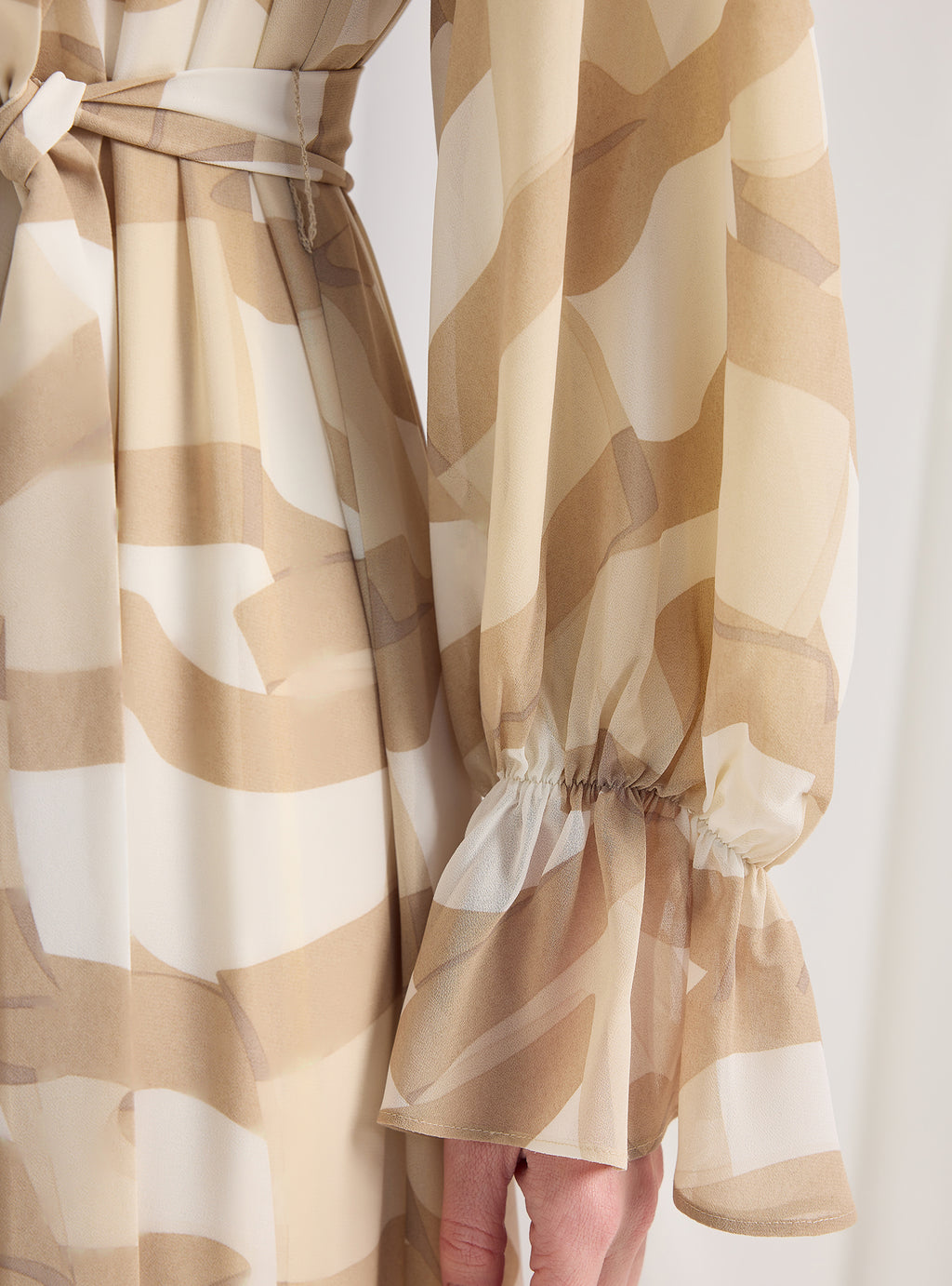 Cream Beige Printed Maxi Dress - Store WF