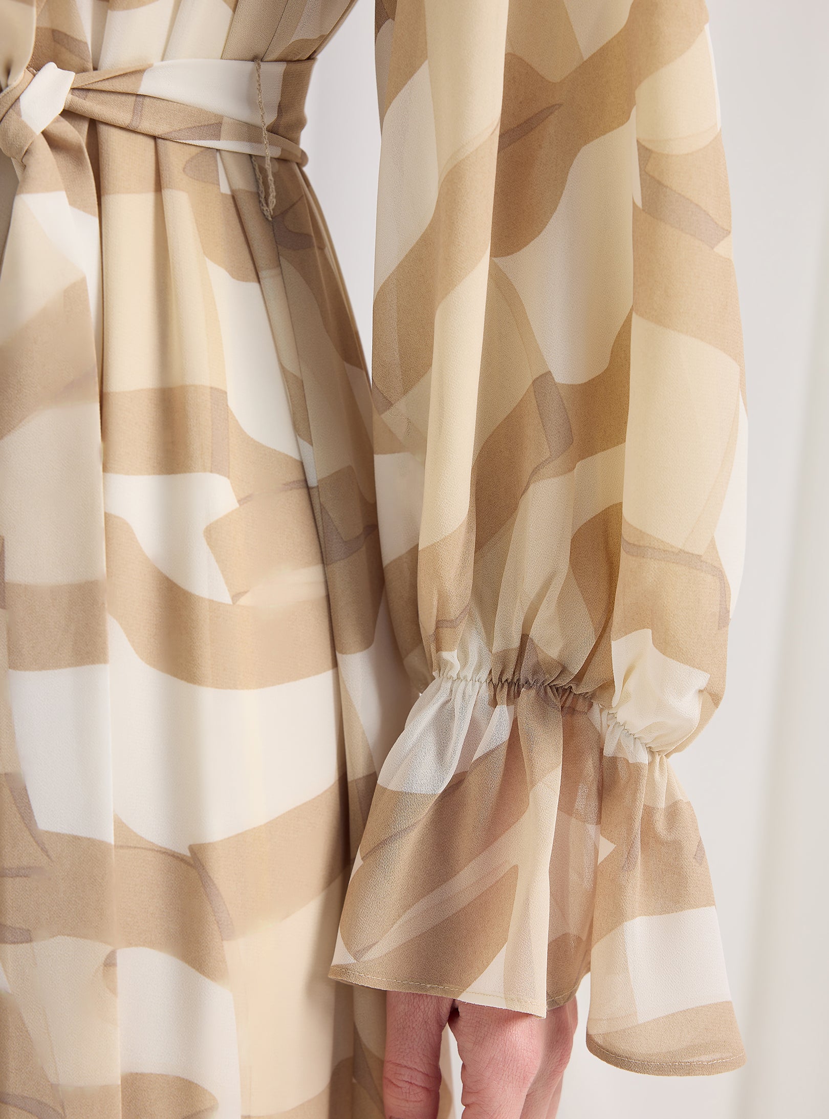Cream Beige Printed Maxi Dress - Store WF