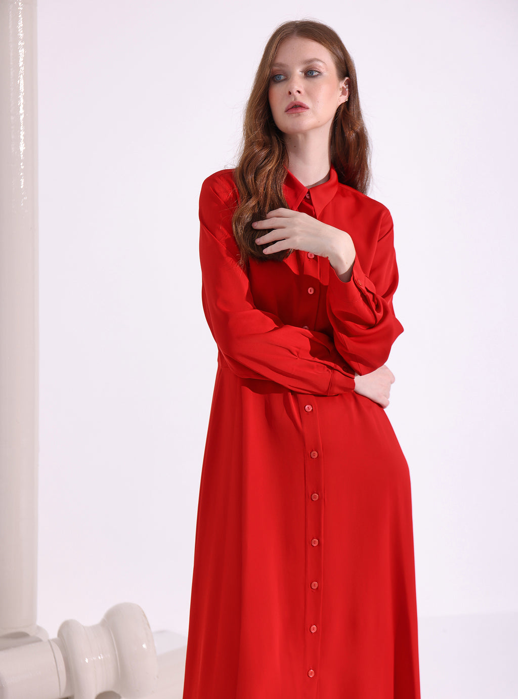 Red Maxi Belted Dress - Store WF
