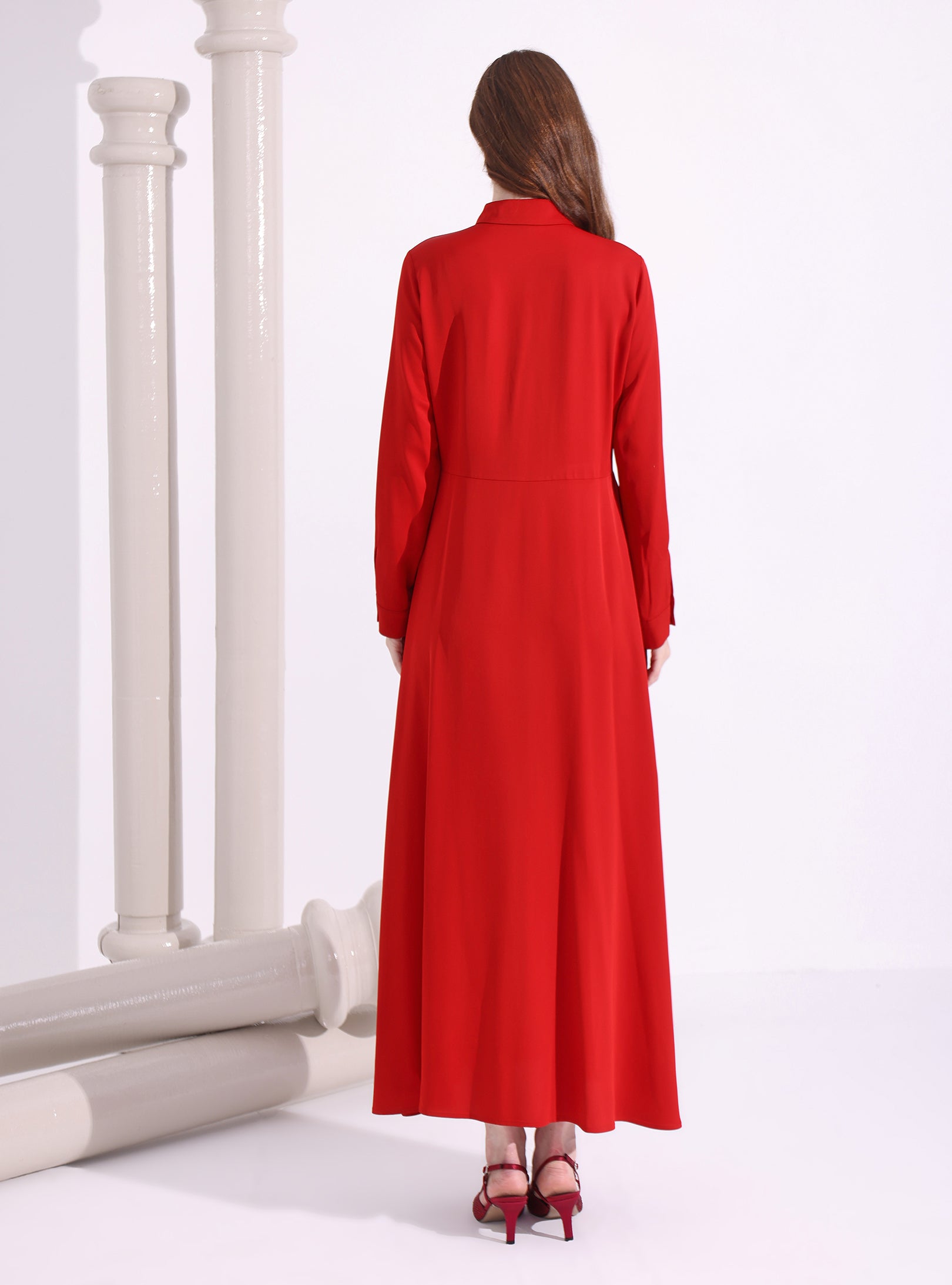 Red Maxi Belted Dress - Store WF