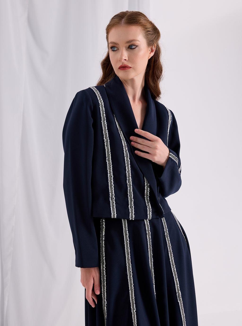 Sequin Piping Jacket & Skirt Set - Store WF