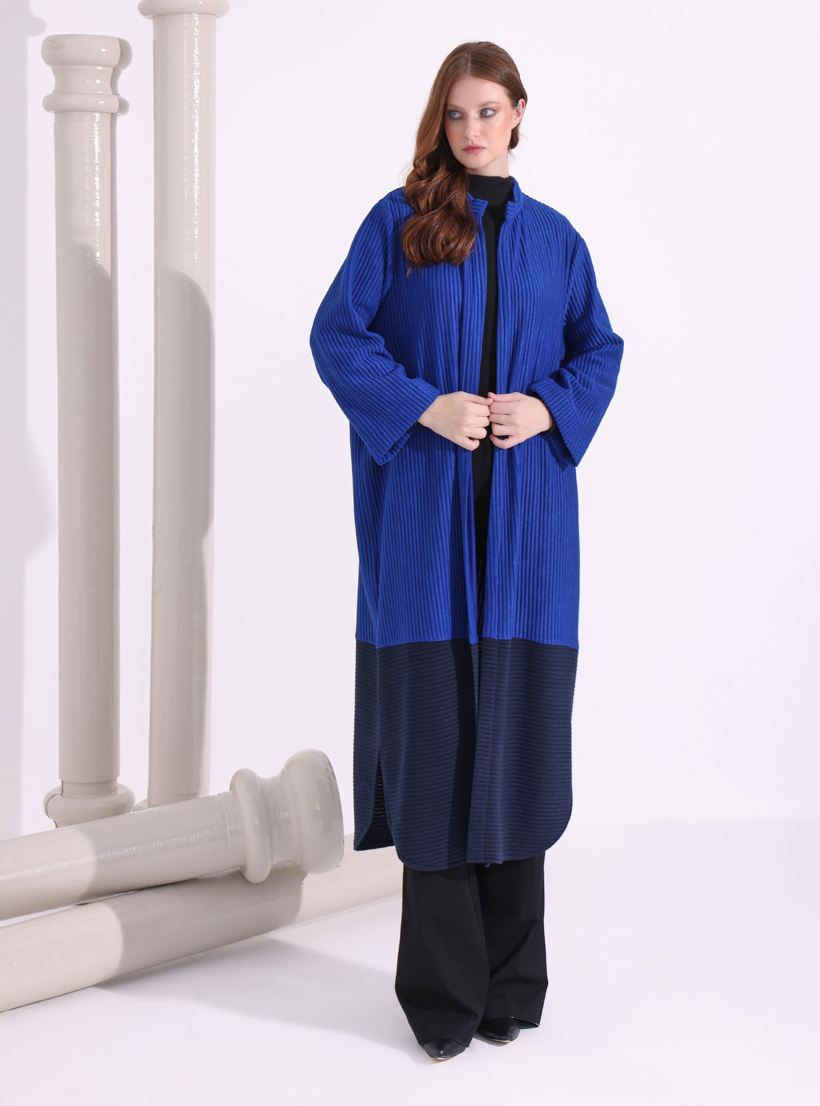 Blue Knitwear Jacket With Scarf - Store WF