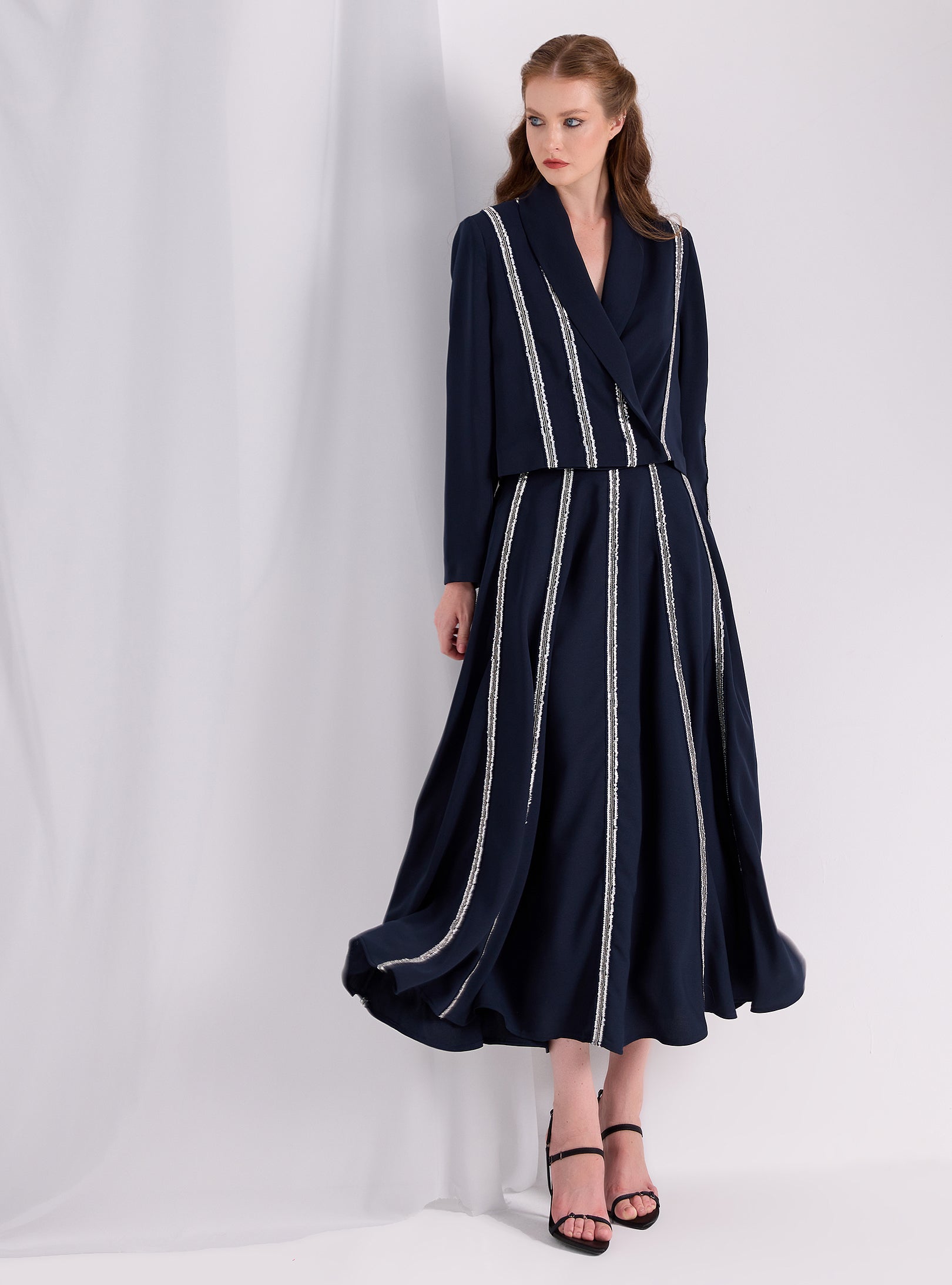 Sequin Piping Jacket & Skirt Set - Store WF