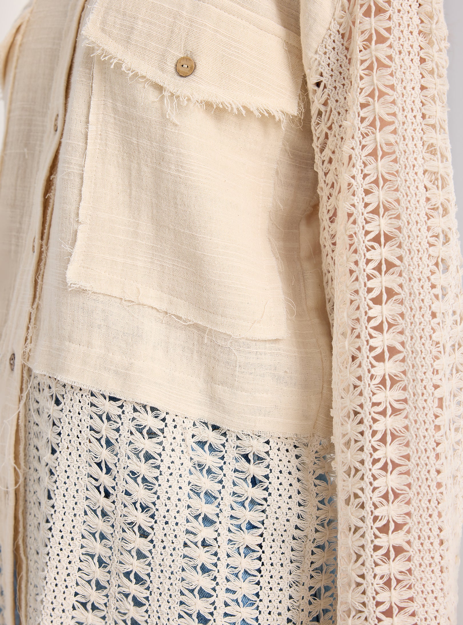 Lace Detail Muslin Cotton Shirt - Store WF