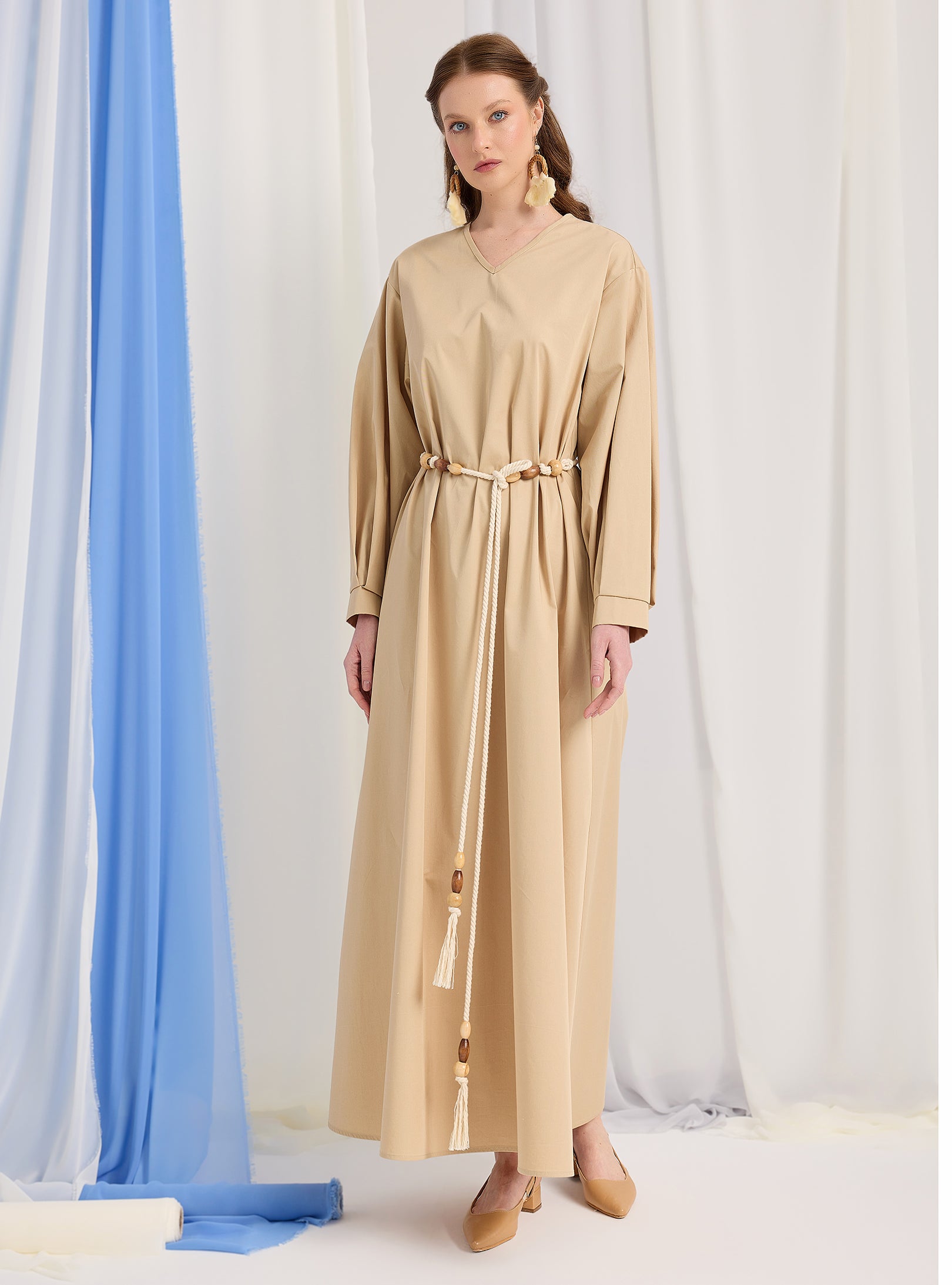 100% Cotton Poplin Belted Dress - Store WF