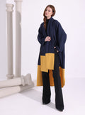 Navy Stripe Knitwear Jacket With Scarf - Store WF