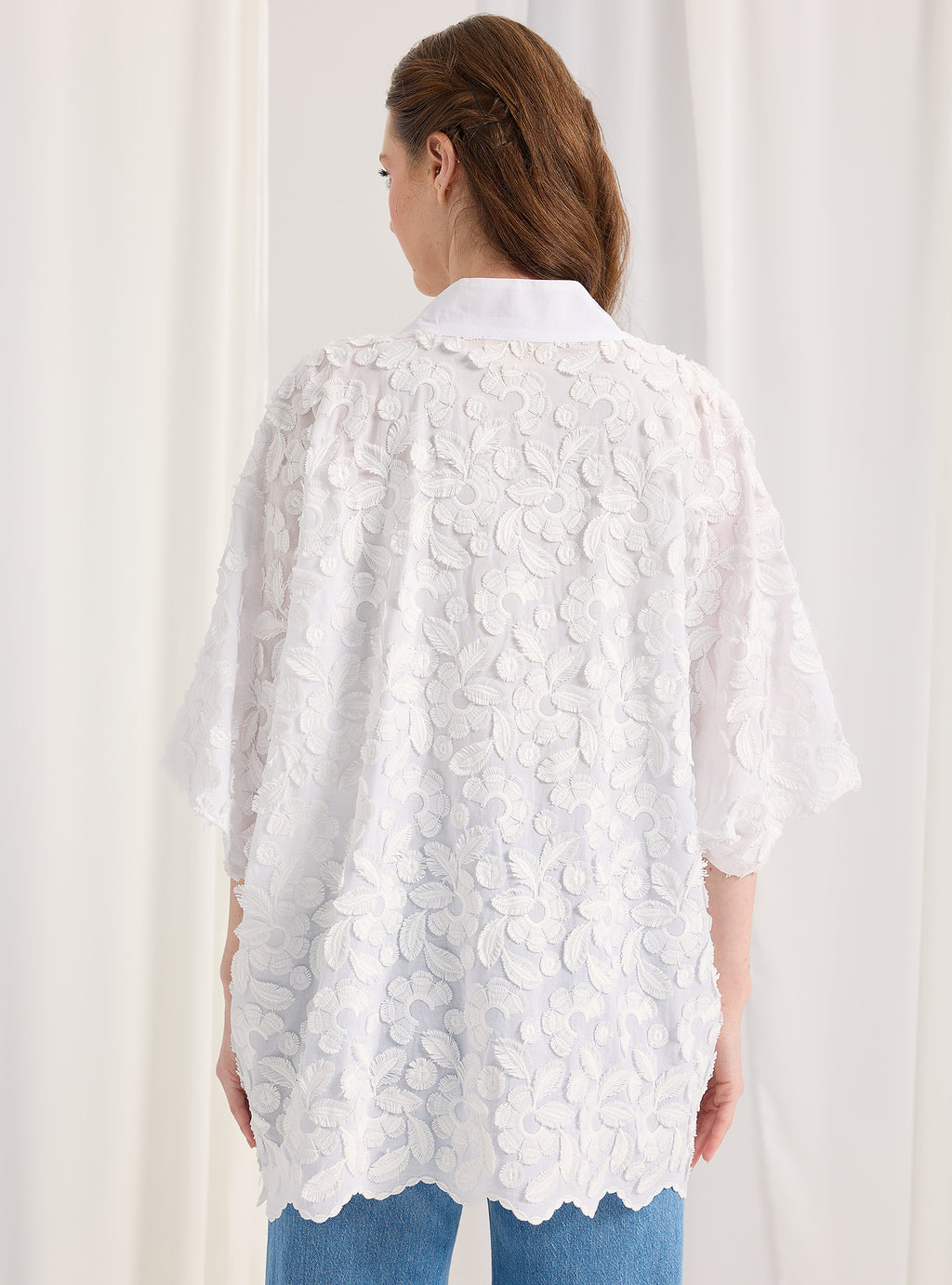 Embroidery White Kimono - Store WF