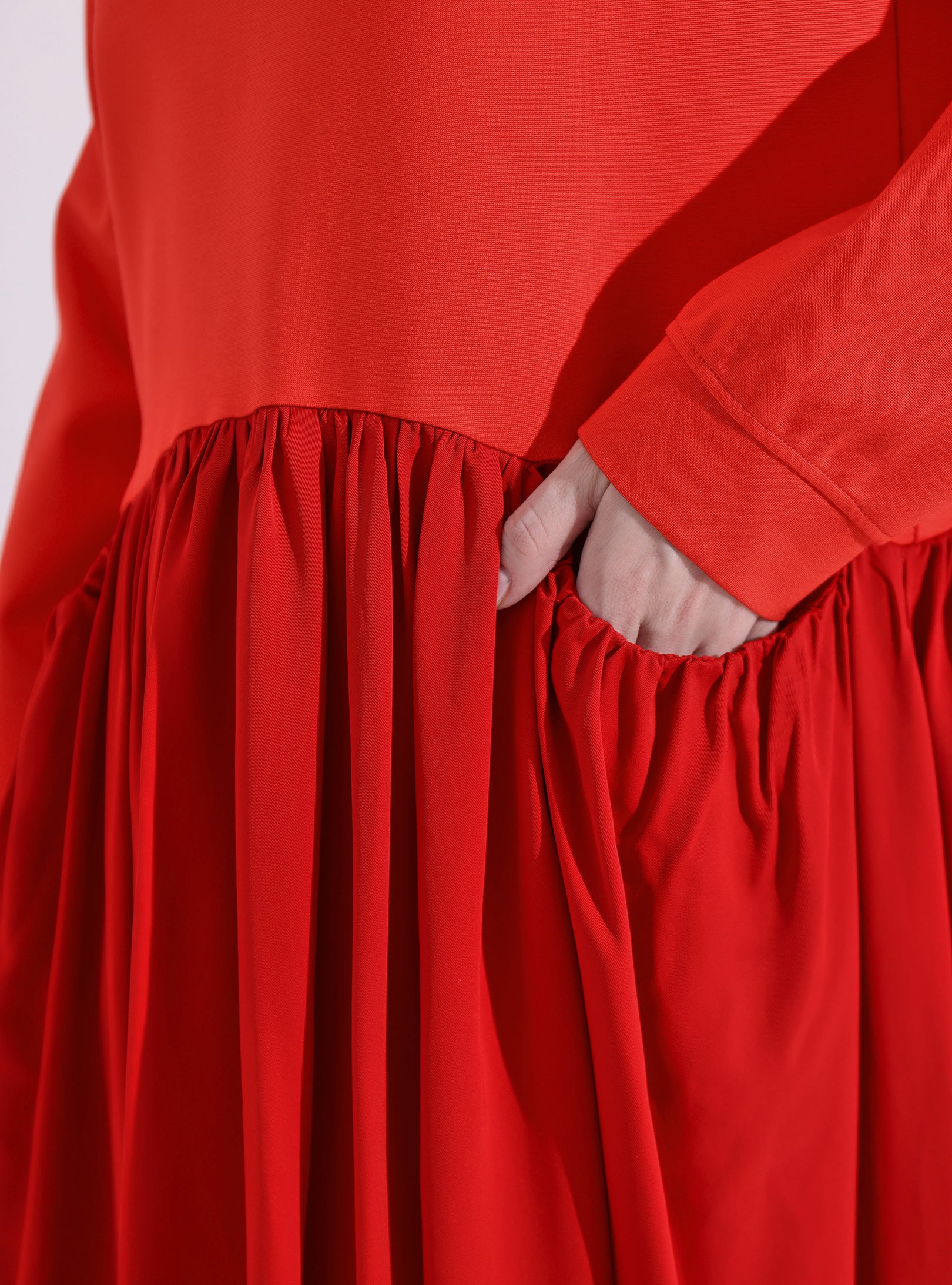 Red Maxi Dress with Knit Top - Store WF