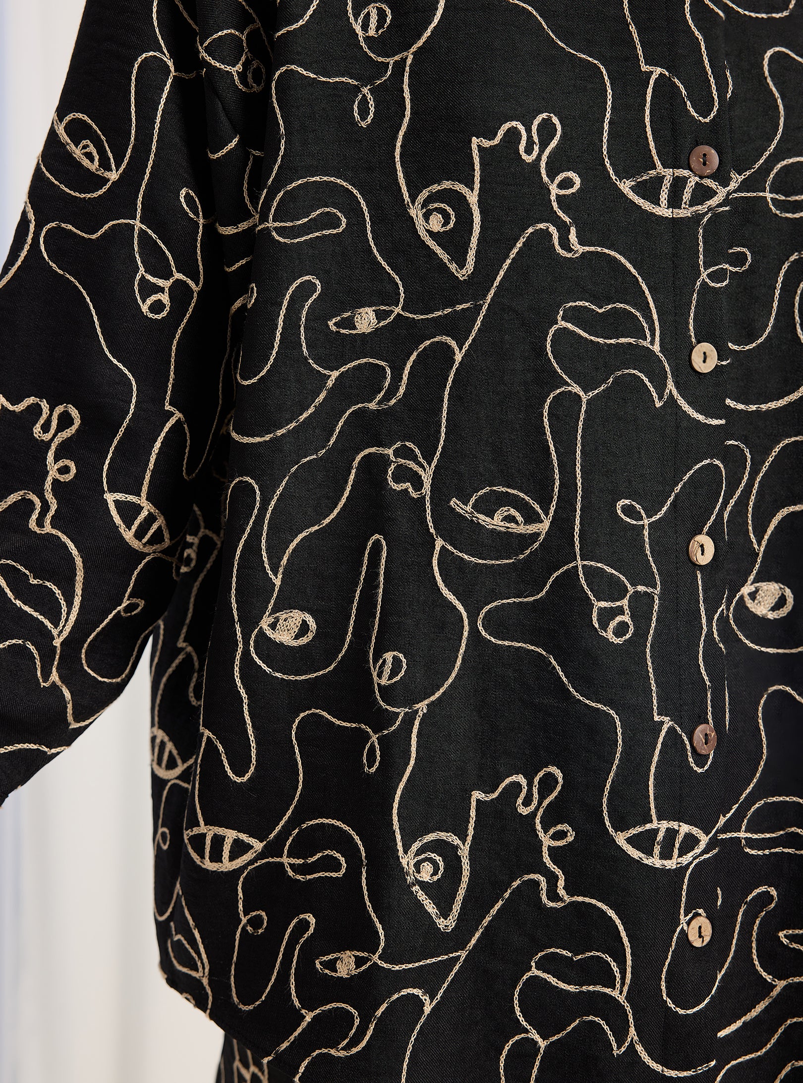 Black Embroidery Shirt & Trouser Set - Store WF