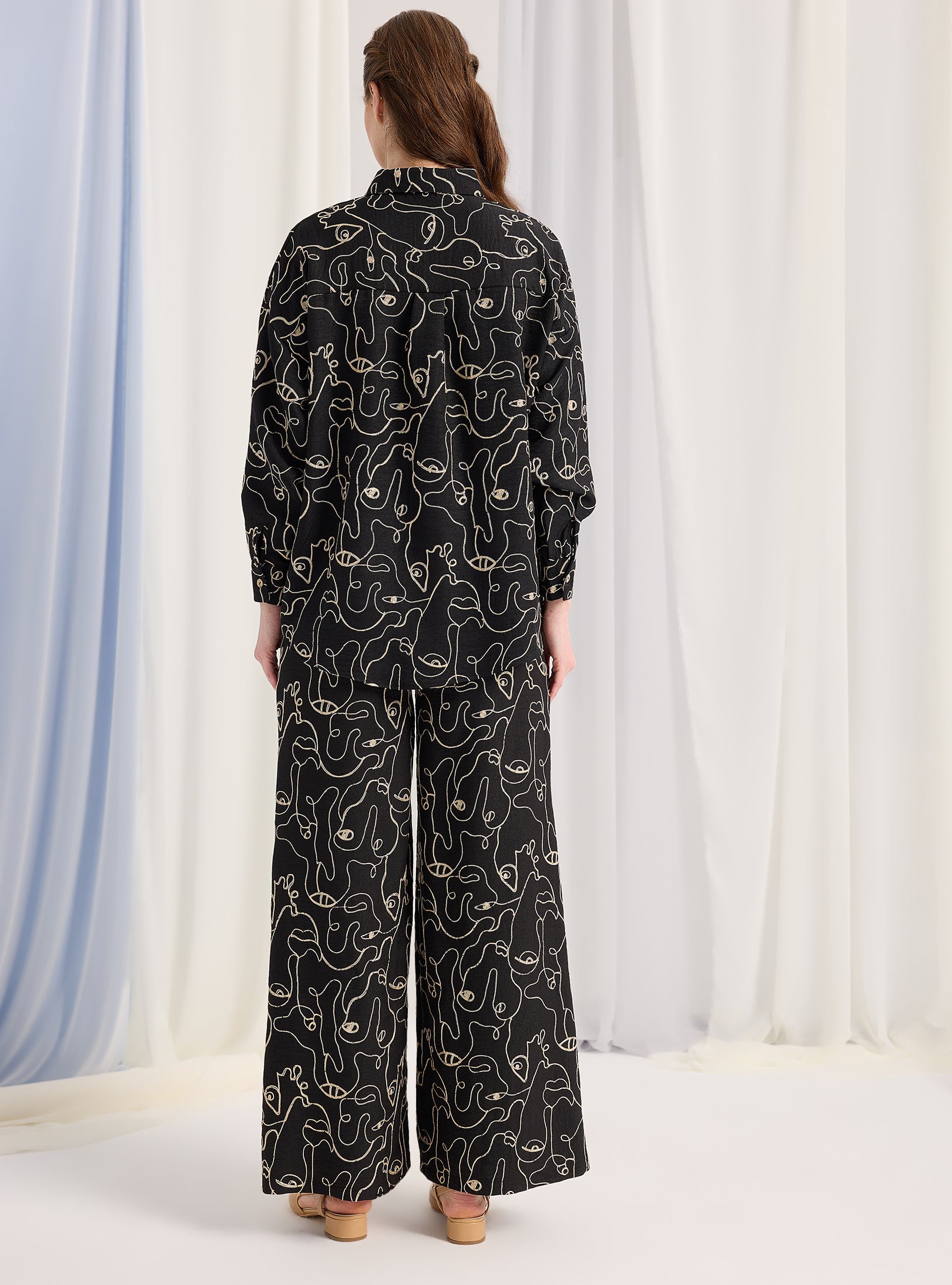 Black Embroidery Shirt & Trouser Set - Store WF