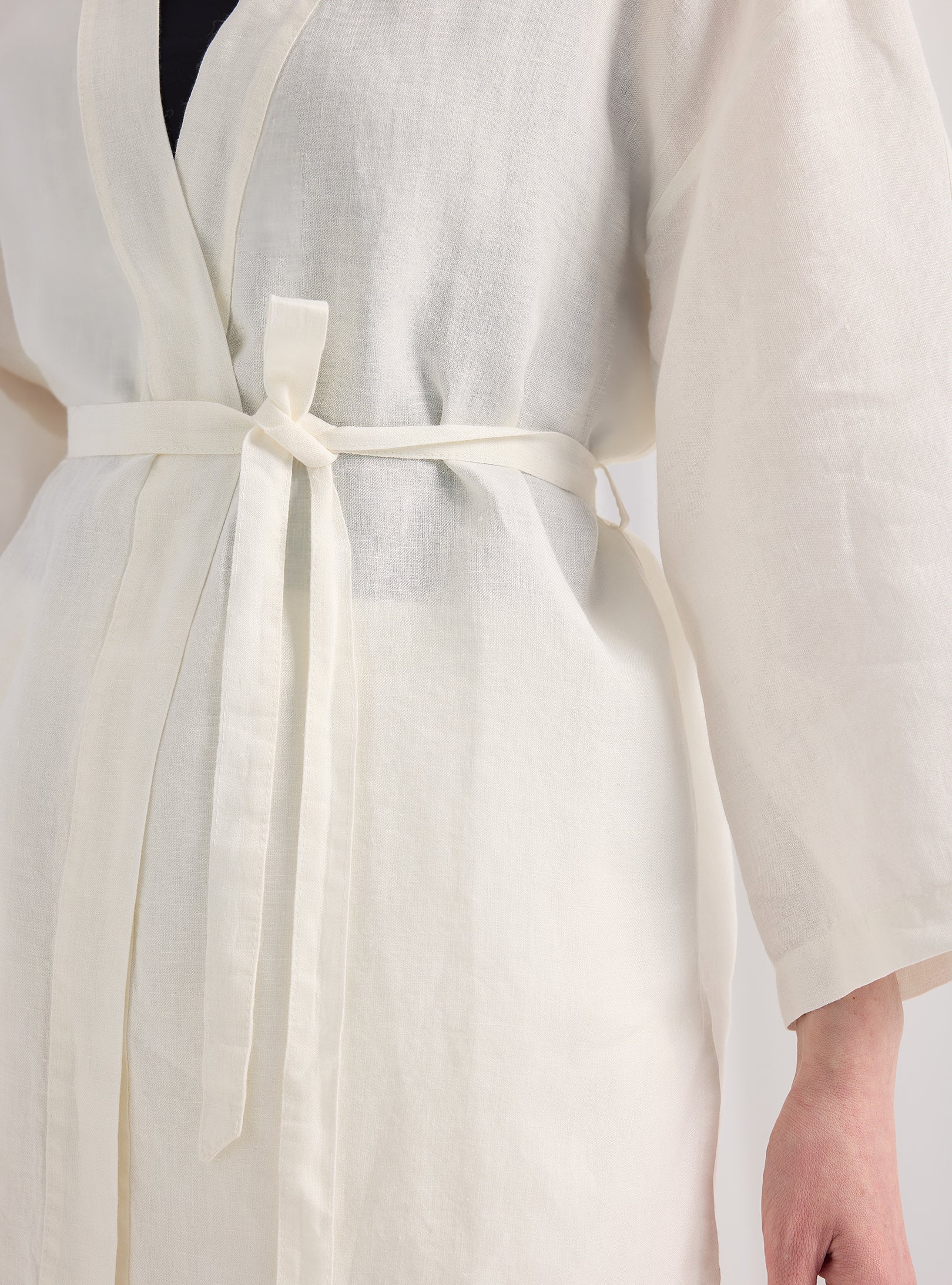 100% Washed Linen White Kimono & Trouser Set - Store WF