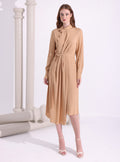 Asymmetrical Belted Midi Dress - Store WF