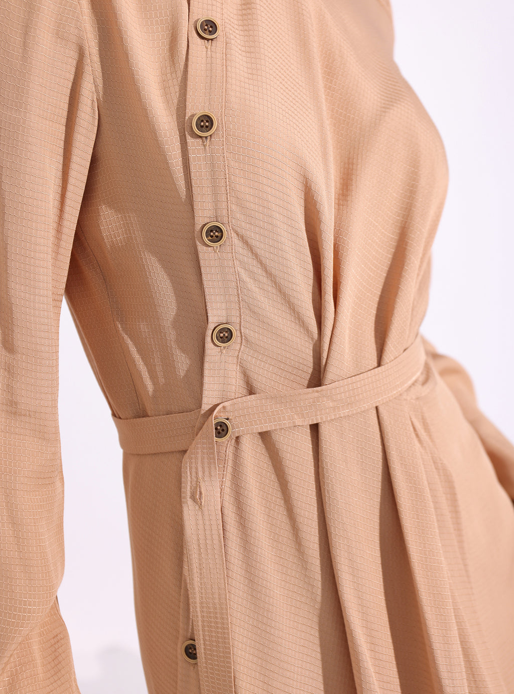 Asimetrik Kemerli Midi Elbise 