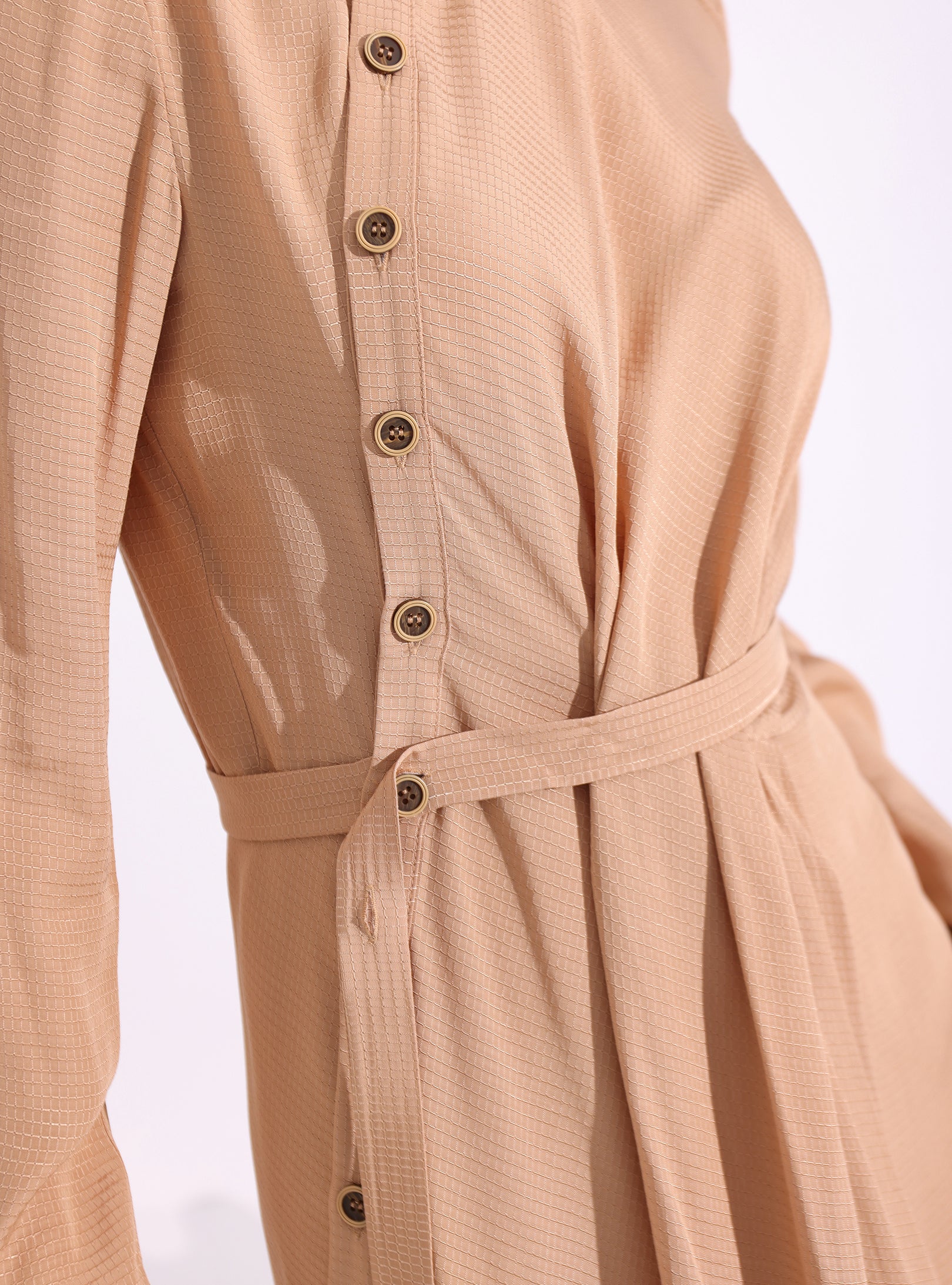 Asimetrik Kemerli Midi Elbise 