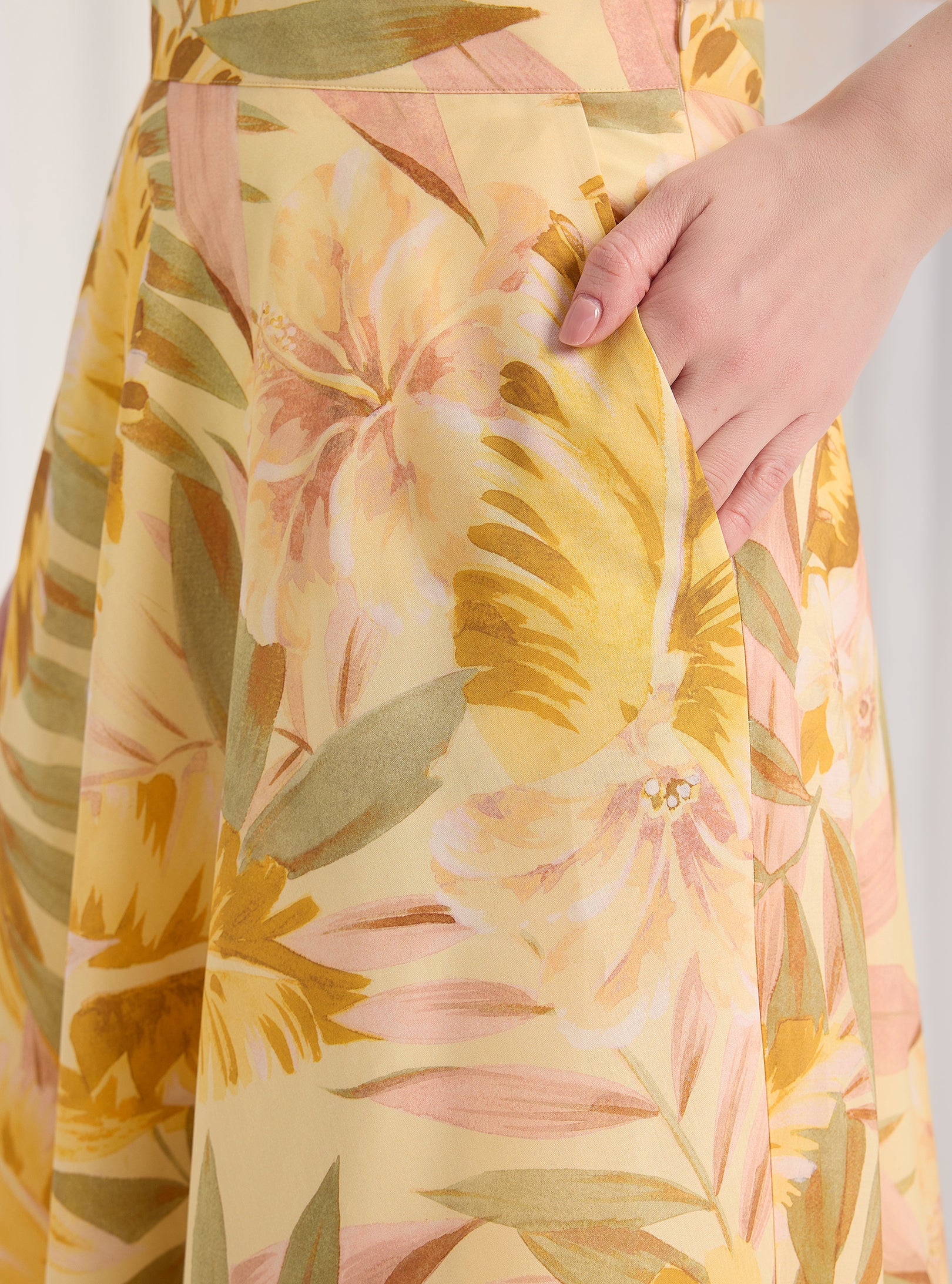 Yellow Printed  Maxi Skirt - Store WF