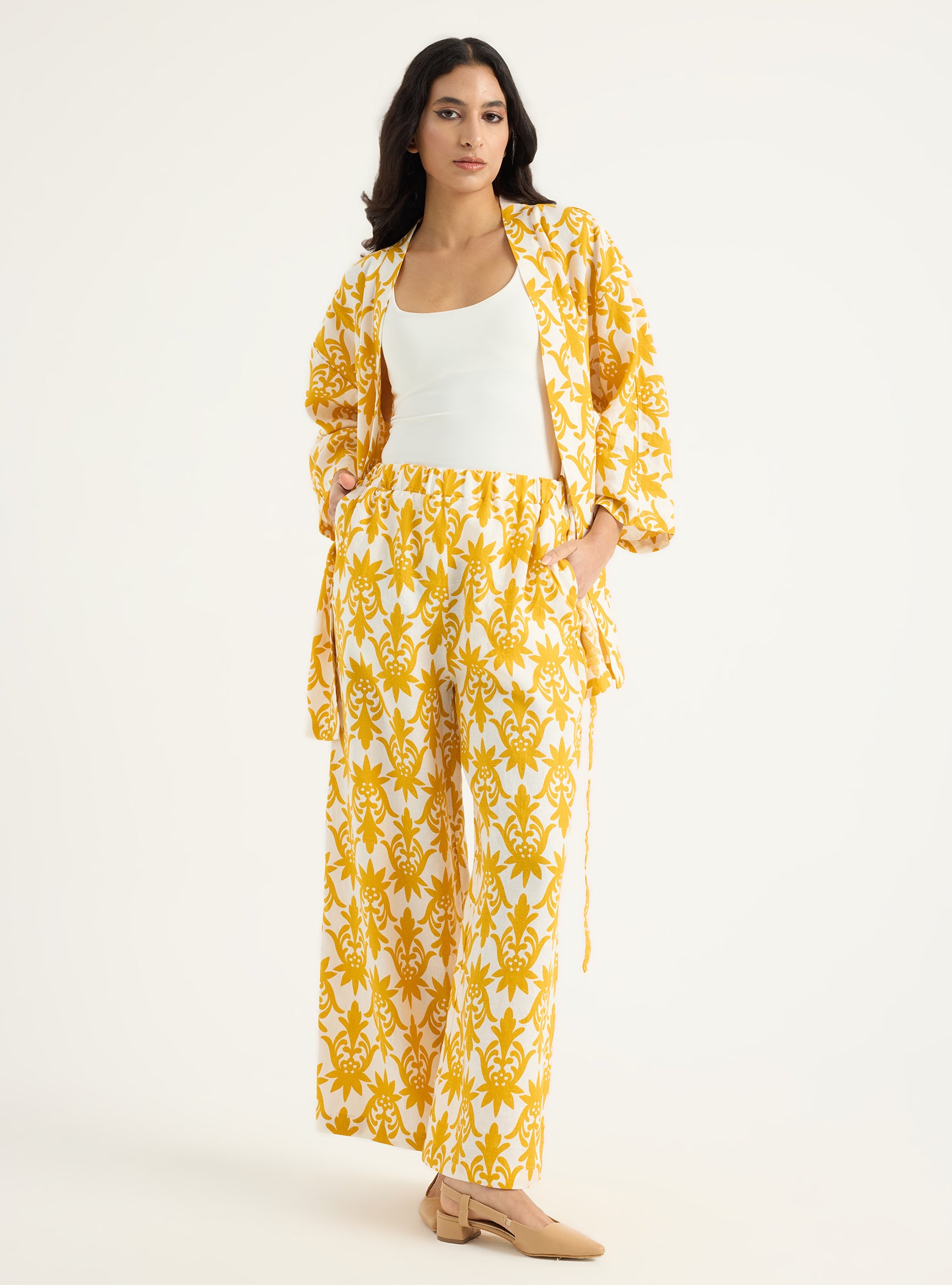 100% Washed Linen Kimono & Trouser Set - Store WF