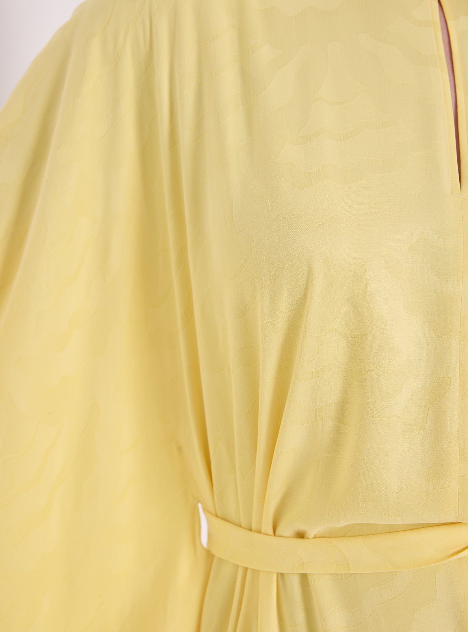 Yellow Jaquard Belted Kaftan Dress - Store WF