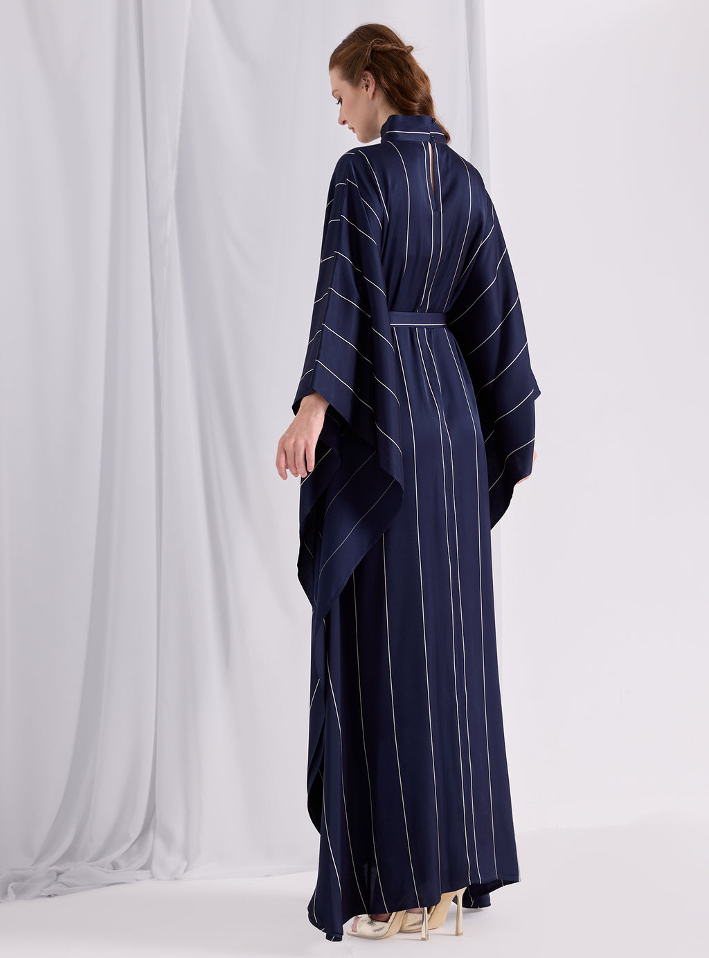 Navy Stripe Belted Kaftan Dress - Store WF