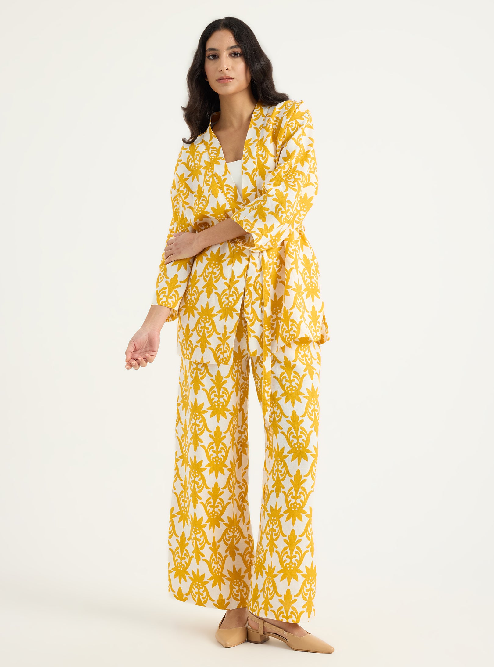 100% Washed Linen Kimono & Trouser Set - Store WF