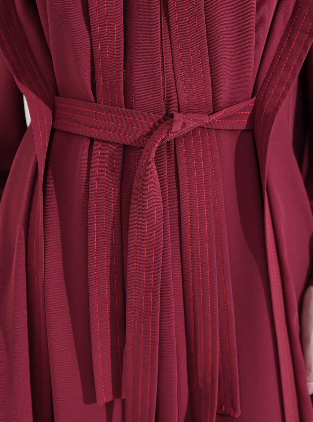 Contrast Top Stitch Burgundy Maxi Dress - Store WF