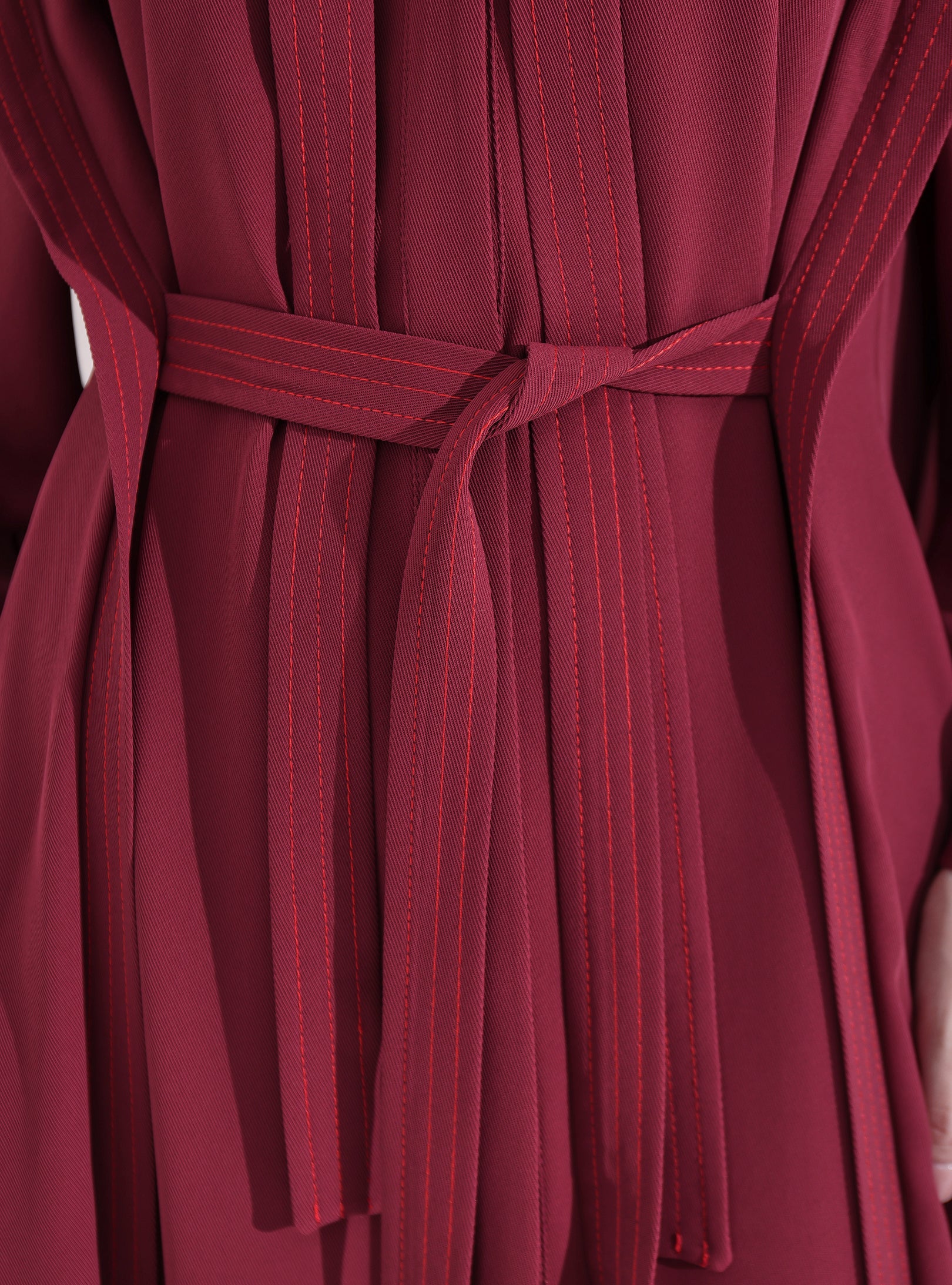 Contrast Top Stitch Burgundy Maxi Dress - Store WF