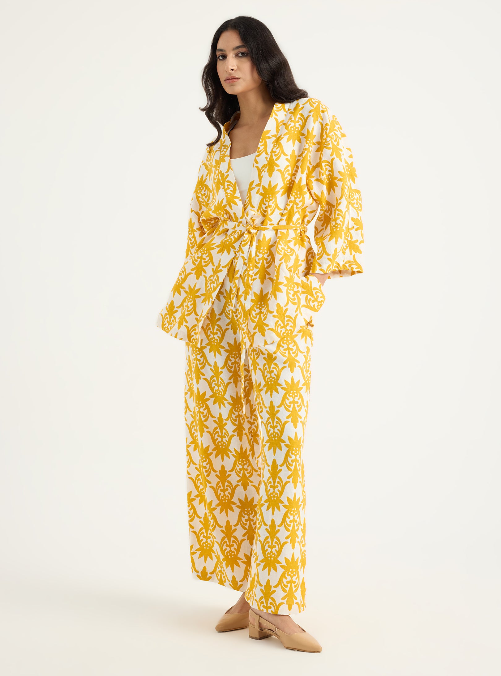 100% Washed Linen Kimono & Trouser Set - Store WF