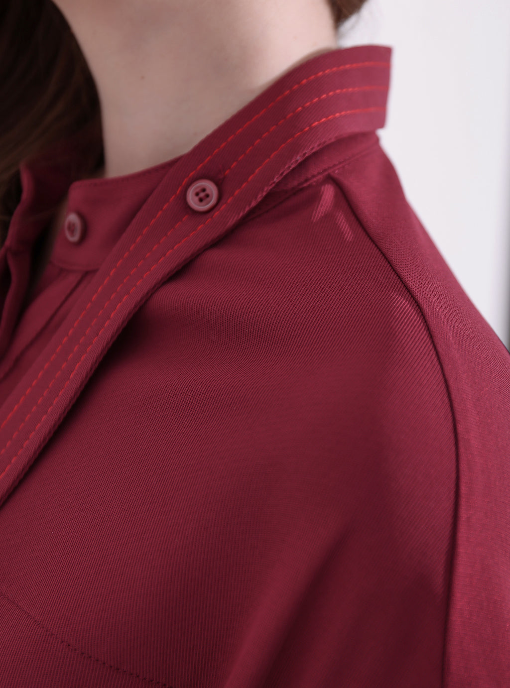 Contrast Top Stitch Burgundy Maxi Dress - Store WF