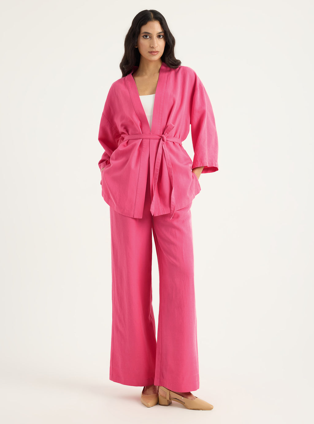 Kimono & Trouser Set Pink - Store WF