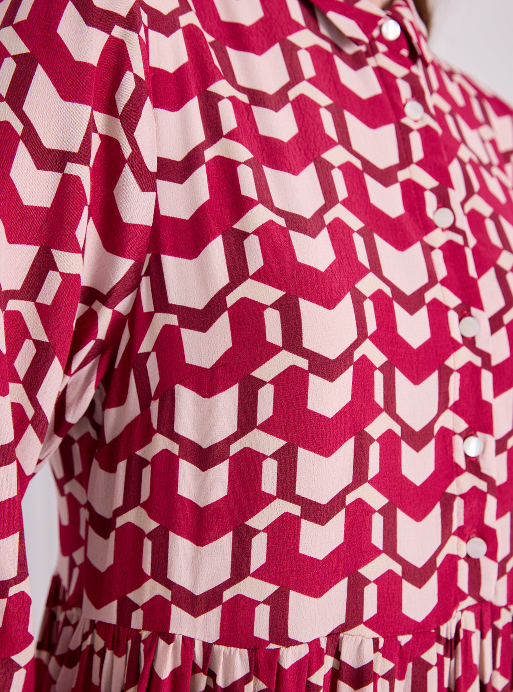 Red Printed Maxi Shirt Dress - Store WF