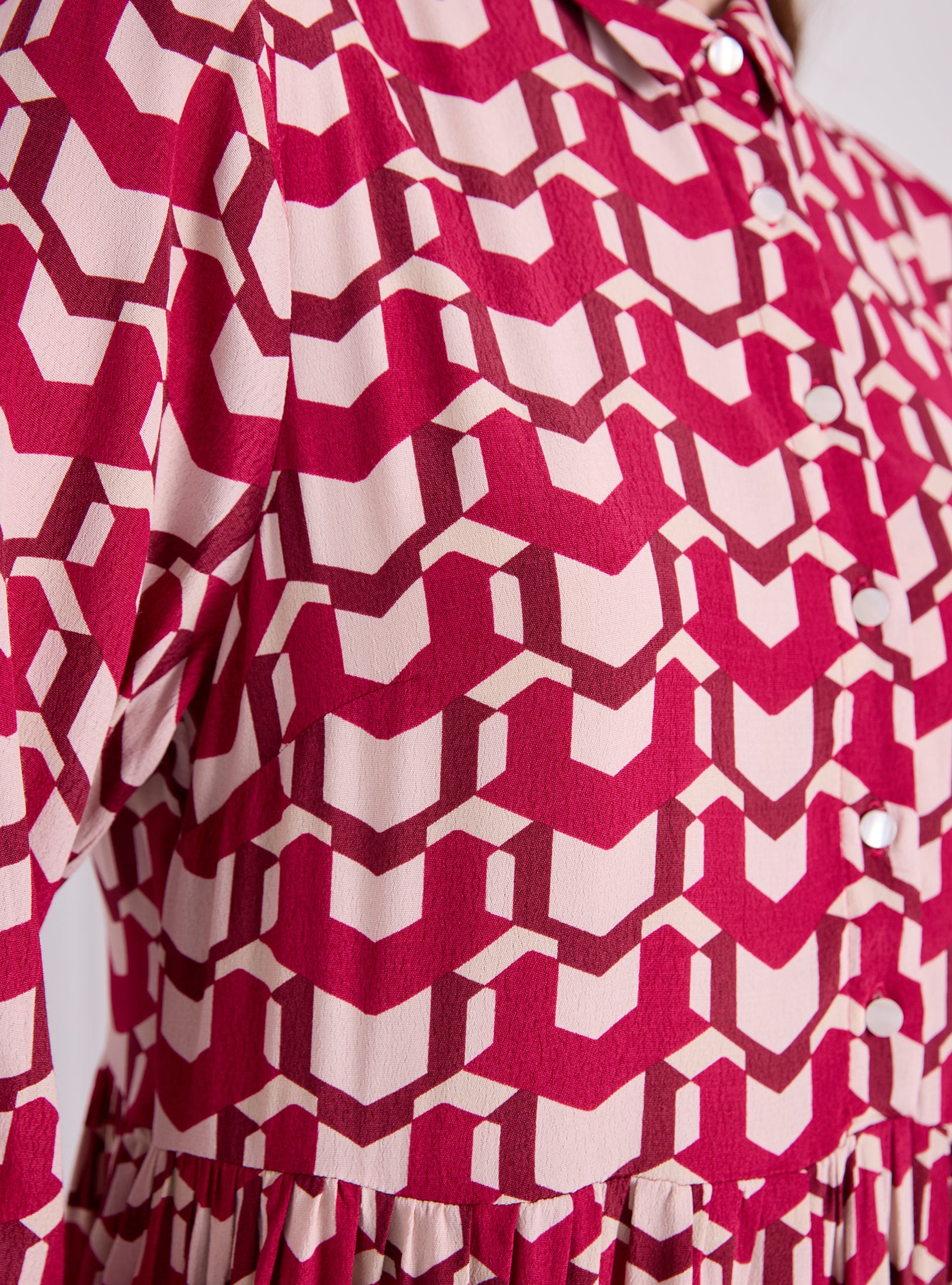 Red Printed Maxi Shirt Dress - Store WF