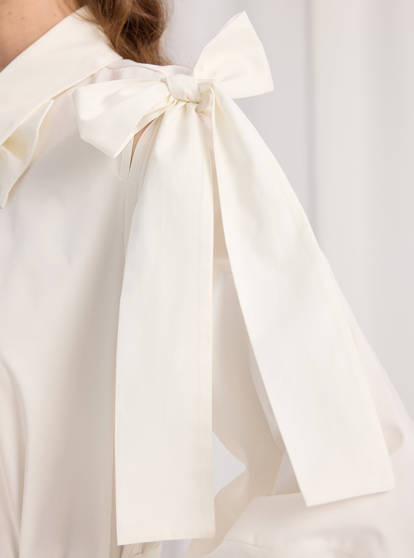 Bow Detailed White Poplin Cotton Maxi Dress - Store WF