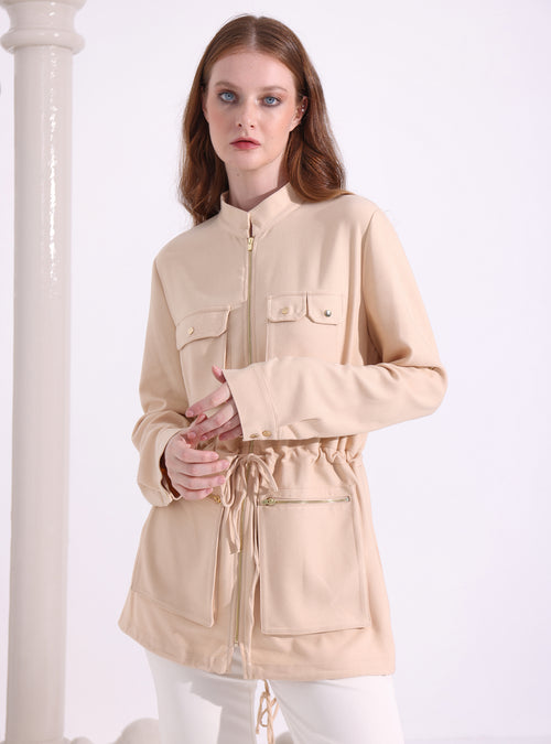 Beige Belted Jacket - Store WF