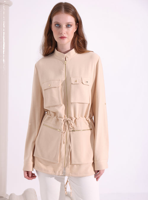Beige Belted Jacket - Store WF
