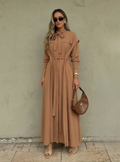 Contrast Top Stitch Cinnamon Maxi Dress - WF Atelier - Store WF