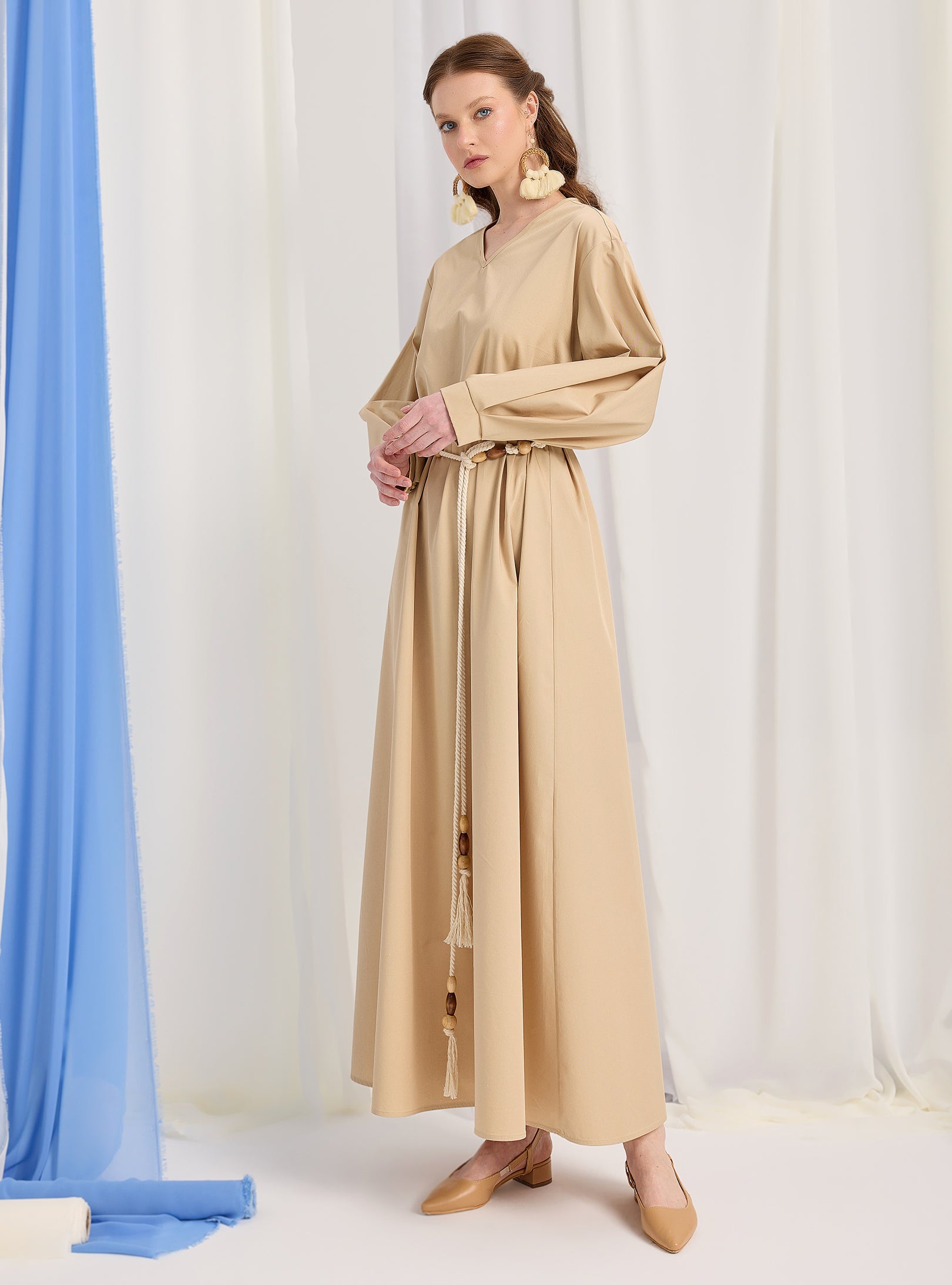 100% Cotton Poplin Belted Dress - Store WF