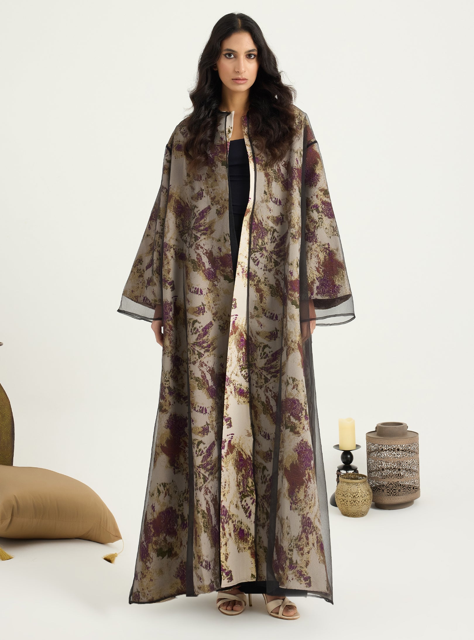 Two-Piece Double Layer jaquarde Organze Abaya - Store WF